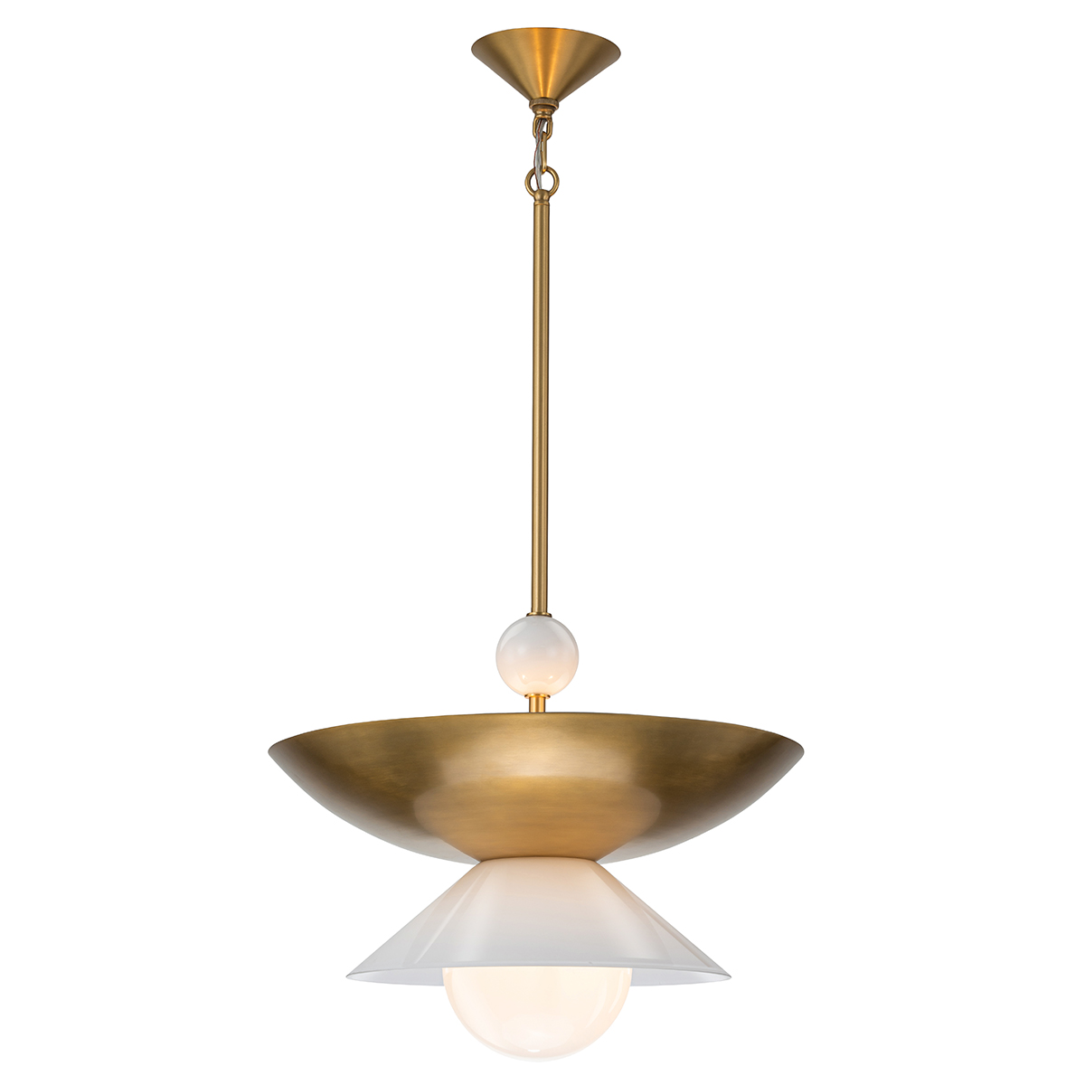 Подвесной светильник Quintiesse SAUCER QN-SAUCER-4P-L-AB-OPAL, Подвесные светильники | Сталь Стекло | Латунь Латунь.