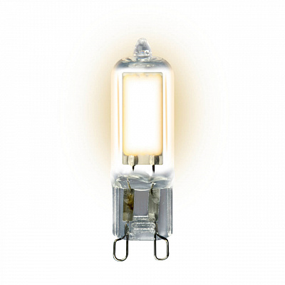 Лампа светодиодная (UL-00001815) Uniel G9 4W 3000K прозрачная LED-JCD-4W/WW/G9/CL GLZ01TR, Лампы.