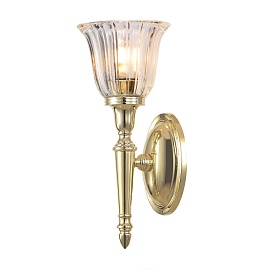 Бра для ванных комнат Elstead Lighting BATH-DRYDEN1-PB, Бра для ванных комнат Классический/Английский | Алюминий Стекло | Золото /Латунь Прозрачный | Ванная комната.