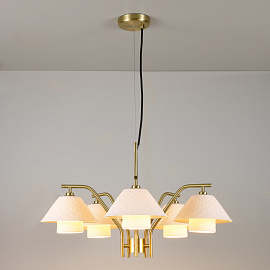 Подвесной светильник Oxford Double Chandelier Light, Satin Brass, Подвесные светильники | Золото /Латунь Белый/Бежевый.