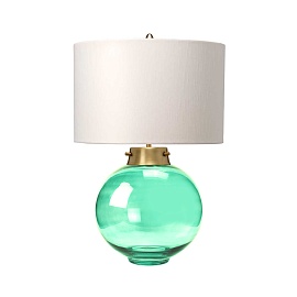 Настольная лампа Elstead Lighting DL-KARA-TL-GREEN, Настольные лампы Современный/Американский/Английский | Стекло Шелк | Зеленый/Прозрачный/Золото /Латунь Белый/Бежевый | Гостиная.